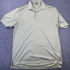Peter Millar Polo Shirt Mens Large Green Stripe Summer Comfort Golf Logo